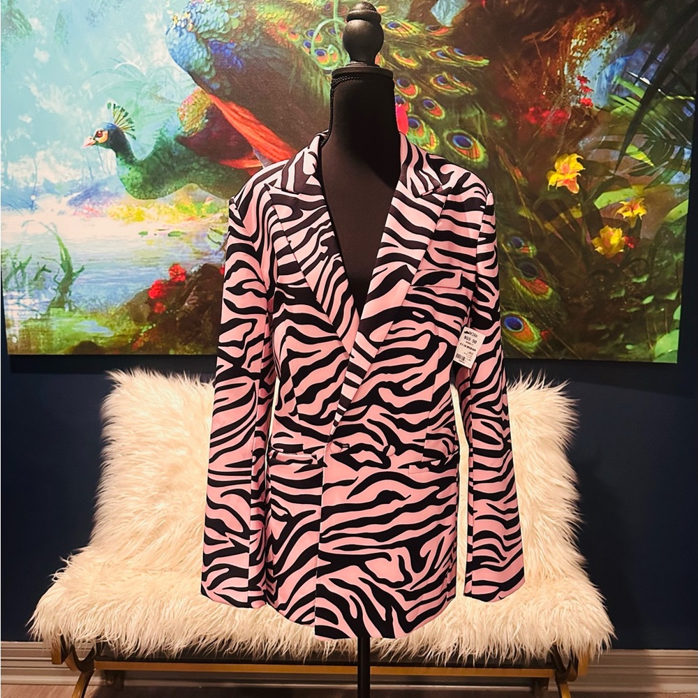 AKIRA Pink and Black Zebra Blazer